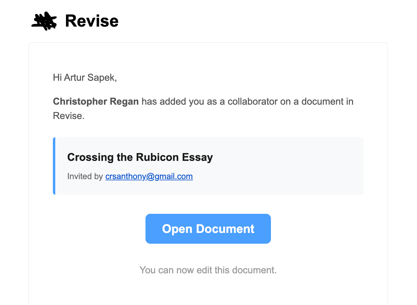 Document sharing interface