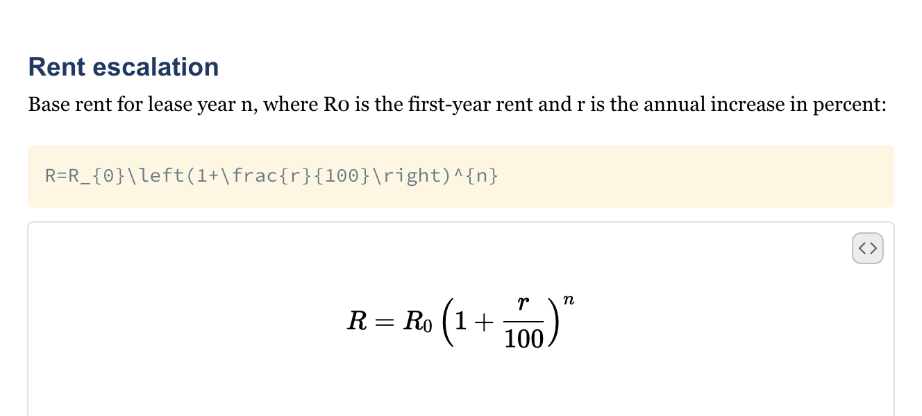 A Word equation imported as a LaTeX block, with the source above the rendered formula