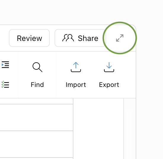 The expand button in the corner of the Revise editor