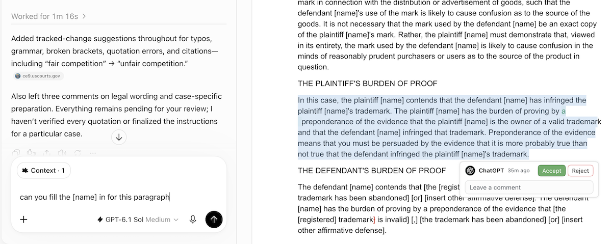 Text selected in the editor while asking ChatGPT to change it