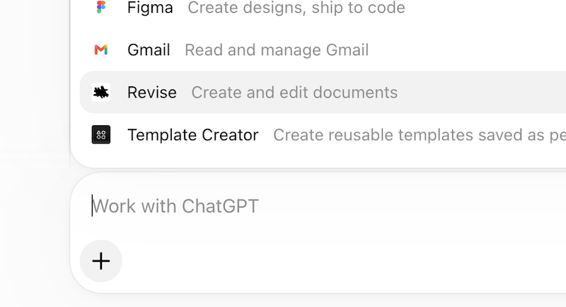 Choosing Revise in the ChatGPT message box