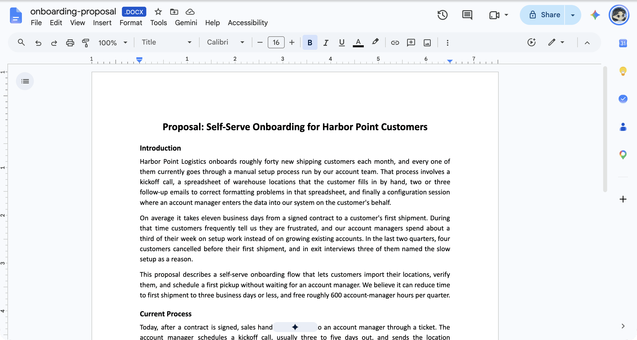 Google Docs editing a Word file in Office mode, with a .DOCX badge next to the file name
