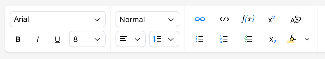 The formatting toolbar