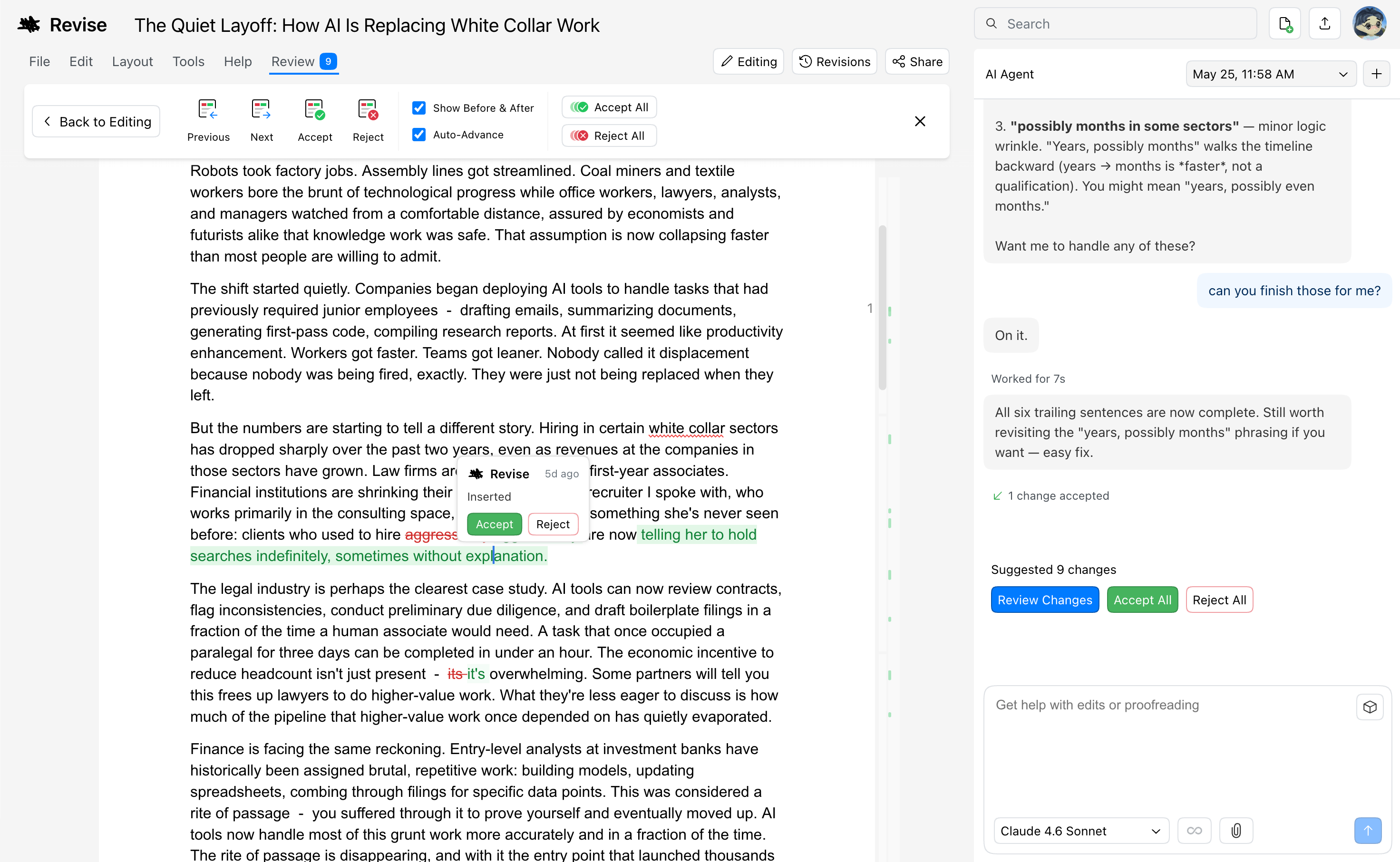 Revise - the agentic word processor