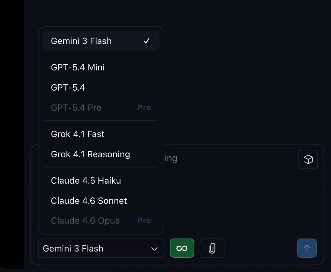Gemini flash in the model picker