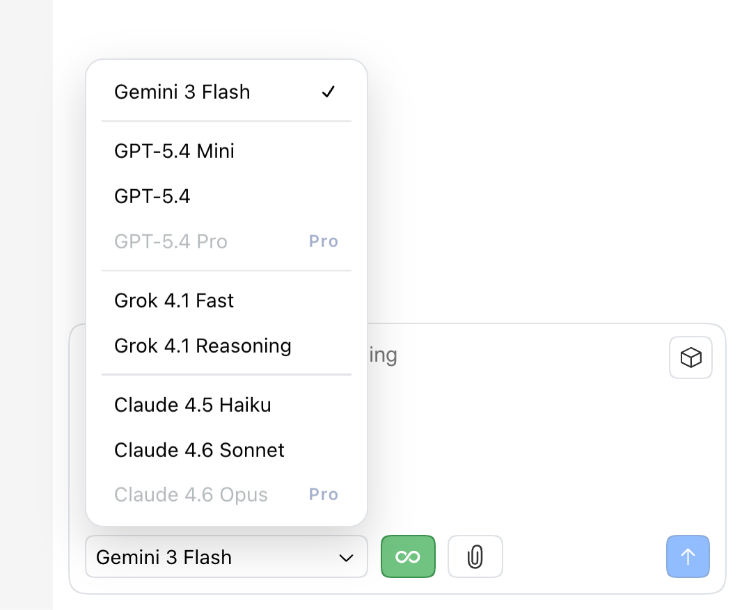 Gemini flash in the model picker