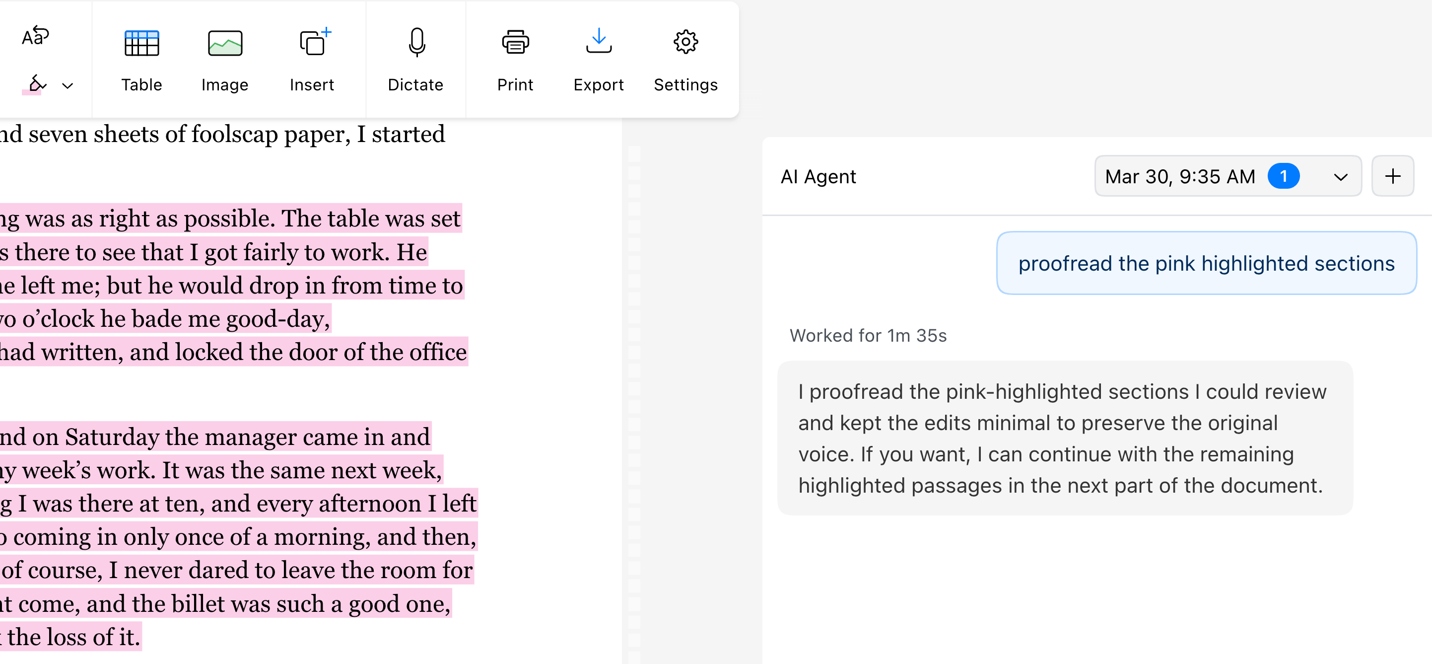 Referencing highlighted text in an AI prompt